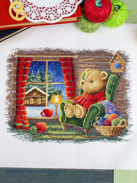 Kryželių siuvinėjimo rinkinys „Ramus vakaras“ 20×25 cm – pradedantiesiems ir pažengusiems, rėminimui ir sienų dekorui