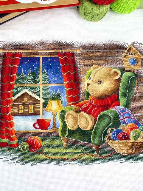 Kryželių siuvinėjimo rinkinys „Ramus vakaras“ 20×25 cm – pradedantiesiems ir pažengusiems, rėminimui ir sienų dekorui
