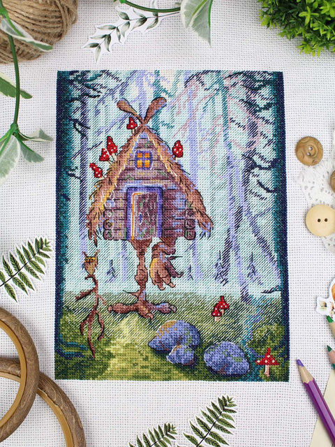 Siuvinėjimo kryželiu rinkinys „Neįprasta trobelė“ 20×15 cm SNV-927