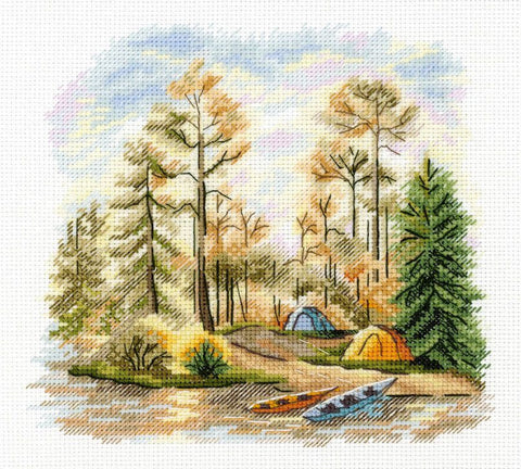 Siuvinėjimo kryželiu komplektas „Pušynas“ 15×16 cm, modelis SNV-954