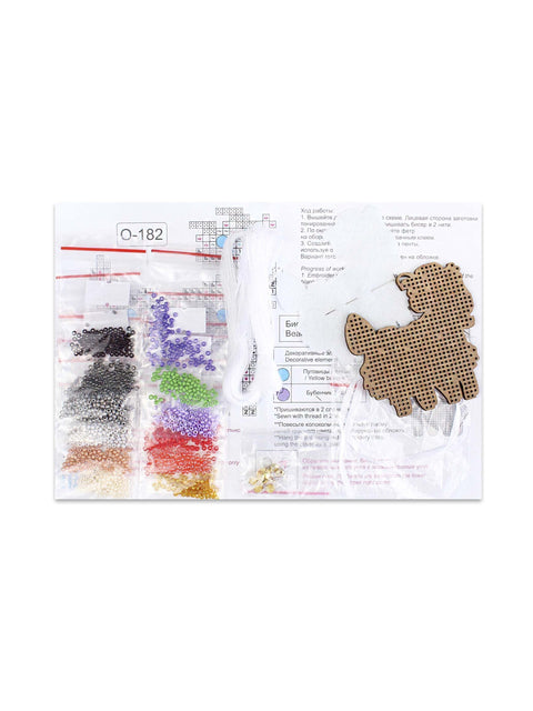 Siuvinėjimo kryželiu rinkinys ant medžio „Ožiukas gėlėse“ 7 x 7 cm
