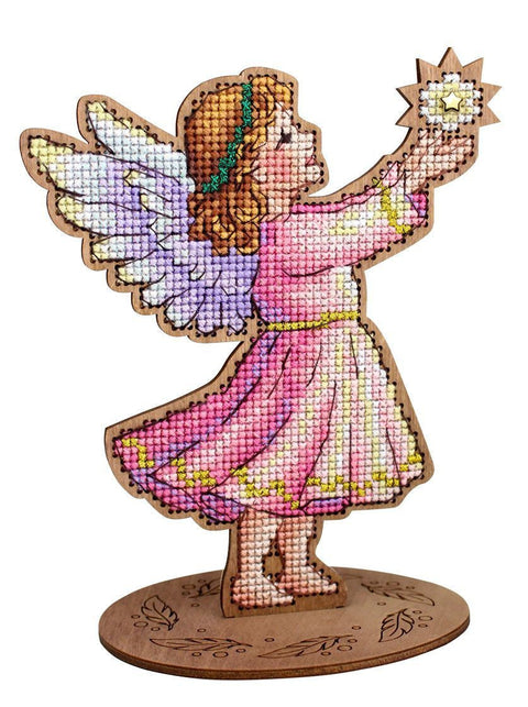 Siuvinėjimo kryželiu rinkinys ant medžio „Angelas“ 15 x 12 x 8 cm
