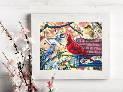 Siuvinėjimo rinkinys Springtime Songbirds 33x26cm SLETIL8062 - 🧶kaSiulai.lt