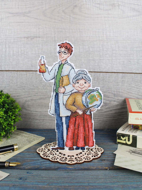Kryželių siuvinėjimo rinkinys „Mokytojai“, 18 × 10 cm – ideali dovana mokytojui