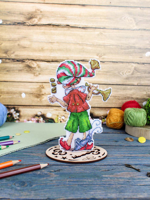 „Buratinas“ kryželių siuvinėjimo rinkinys, 16 × 11 cm – vaikiškas motyvas