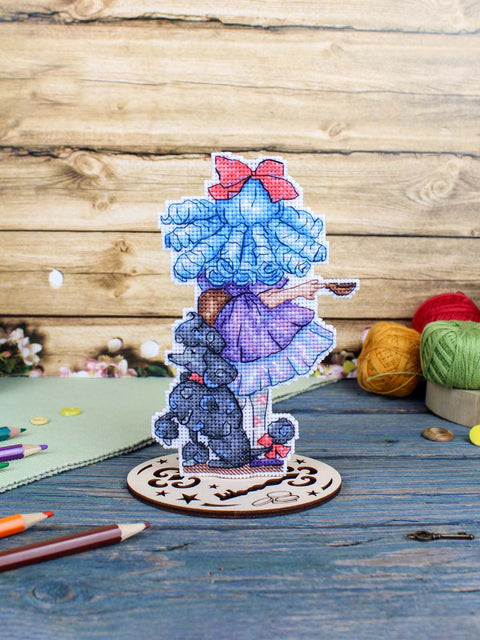Siuvinėjimo kryželiu rinkinys „Malvina“ 16×10 cm – dovana rankdarbių mėgėjams