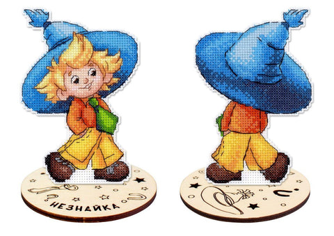Vaikiškas siuvinėjimo kryželiu rinkinys „Nežiniukas“ ant plastikinės kanvos, 13×9 cm