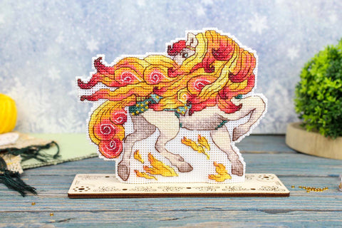 Kryželių siuvinėjimo rinkinys „Ugninis žirgas“ – 12 × 15 cm