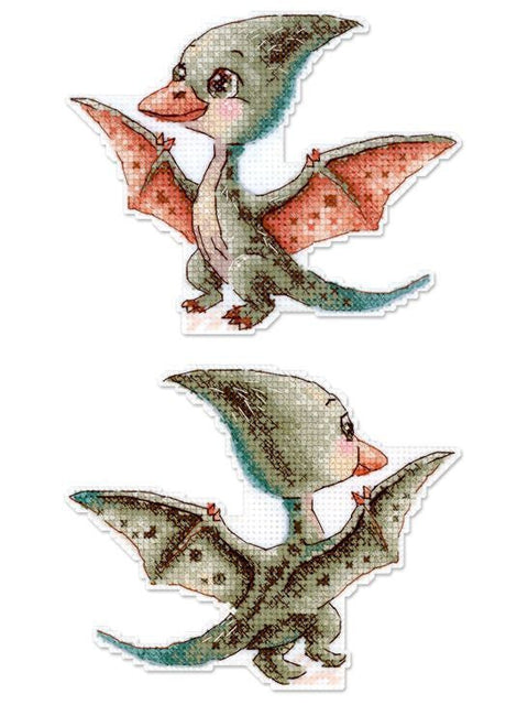 Siuvinėjimo kryželiu rinkinys „Mažasis pterodaktilis“ 10 x 13 cm