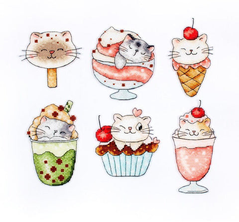 Siuvinėjimo rinkinys "Summer Kitties" Kit of 6 pcs 10x7 cm each SLETIL8089 - 🧶kaSiulai.lt