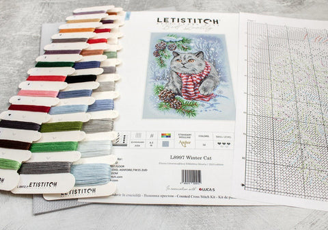 Siuvinėjimo rinkinys "Winter Cat" 19x28cm SLETIL8997 - 🧶kaSiulai.lt