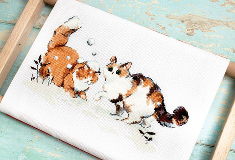 Siuvinėjimo rinkinys Winter Kitties 21x13 cm SLETIL8813 - 🧶kaSiulai.lt
