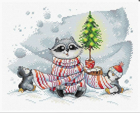 Siuvinėjimo rinkinys „Žiemos žaidimai“ (Aida 14), 18×22 cm, 24 spalvos - kaSiulai.lt