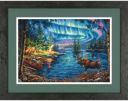 Skaičiuojamojo kryželio komplektas „Šiaurės pašvaistė“, Aida 16 ct — baig. dydis 40,6×27,9 cm - kaSiulai.lt