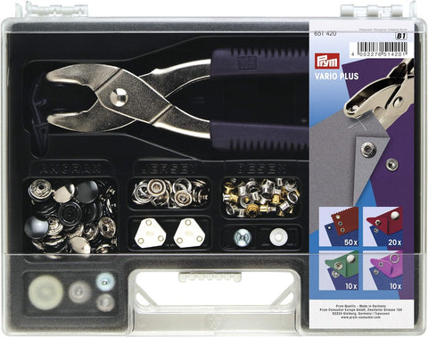 Spaudžių ir kniedžių rinkinys Vario Plus, 23.5*18.8*3.7 cm - kaSiulai.lt