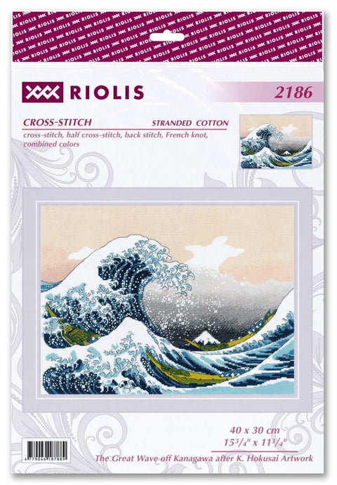 Siuvinėjimo rinkinys RIOLIS Nr.2186 — Hokusai „Didžioji banga prie Kanagavos“, 40×30 cm