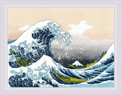 Siuvinėjimo rinkinys RIOLIS Nr.2186 — Hokusai „Didžioji banga prie Kanagavos“, 40×30 cm