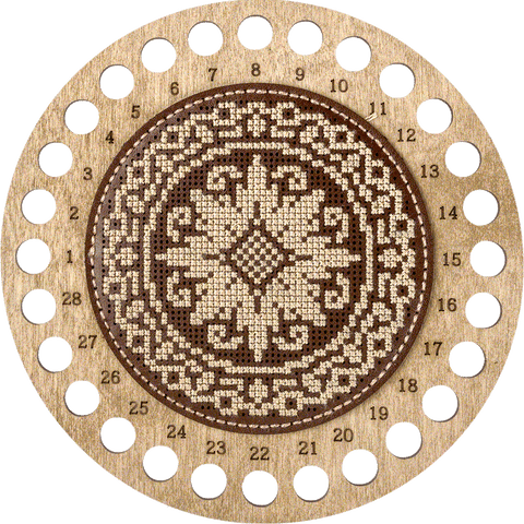 Siuvinėjimo kryželiu rinkinys – siūlų organizatorius iš dirbtinės odos 15×15 cm (Wonderland Crafts)