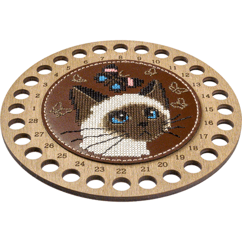 Wonderland Crafts siuvinėjimo kryželiu rinkinys — 15×15 cm dirbtinės odos siūlų dėklas