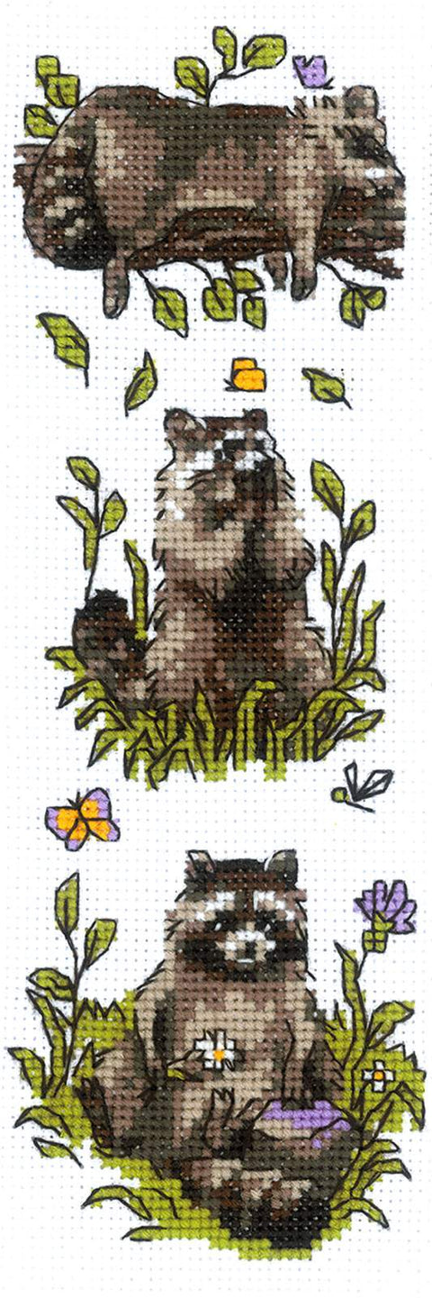 RIOLIS siuvinėjimo rinkinys „Trys meškėnai“ Nr. 2223 — 8×24 cm, 14ct AIDA, 9 spalvos