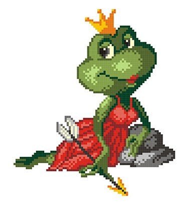 Vaikiškas siuvinėjimo komplektas „Princesė Varlė“ (14 ct, ant kanvos) - kaSiulai.lt