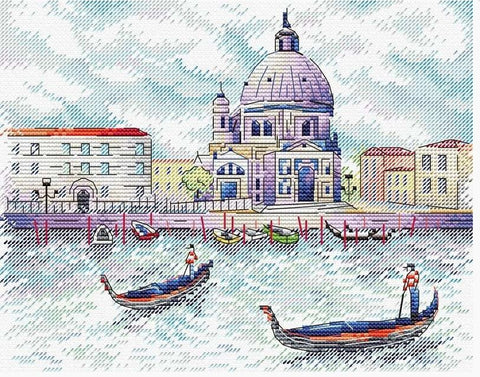 „Venecijos dvasia“ — Aida 14 siuvinėjimo komplektas, 22×18 cm, 25 spalvų - kaSiulai.lt