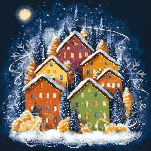 Deimantinės mozaikos rinkinys „Žiemos nameliai“ 40 x 40 cm