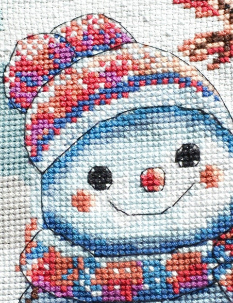Aine "Žiema" kryželiu siuvinėjimo rinkinys — sniego senis, 14 ct Aida, 20×20 cm