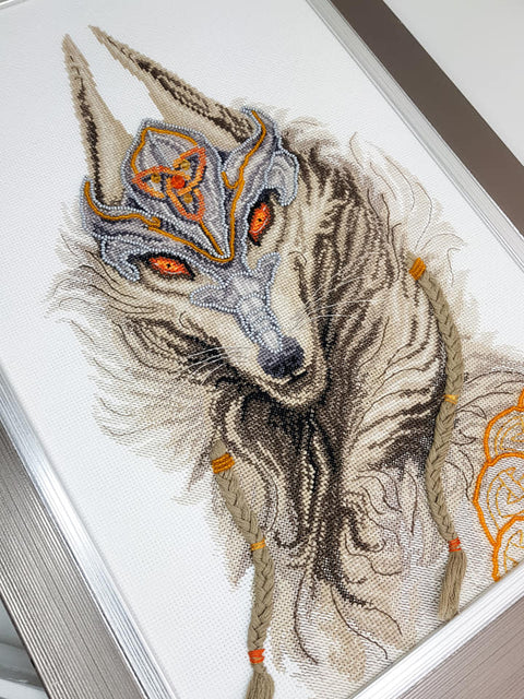 Charivna Mit siuvinėjimo rinkinys „Paslapties sergėtojas“ su karoliukais — Aida 14, 28×44 cm