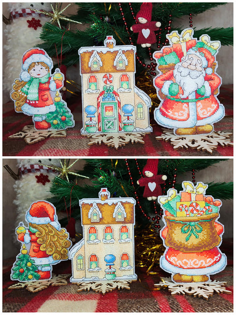 Charivna Mit kryželių siuvinėjimo rinkinys „Pasaka: Meduolinis namelis“ 10,5×14 cm