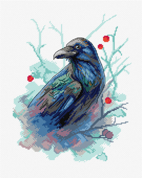 Crafting Spark „Raven“ kryželių rinkinys — Aida 16 ct, 22 DMC spalvos, 18×23 cm