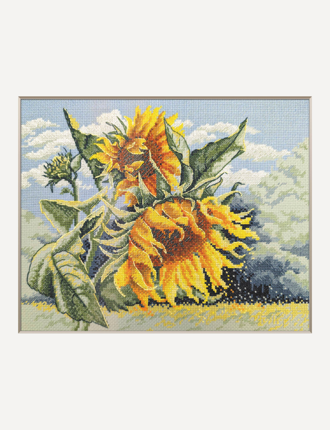 Siuvinėjimo kryželiu rinkinys „Saulėgrąžos vėjyje“ 30 x 24 cm