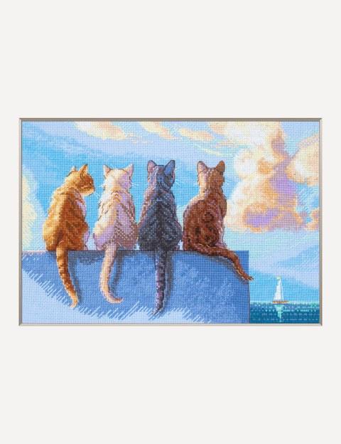 Siuvinėjimo kryželiu rinkinys „Katės prie jūros“ 30 x 21 cm