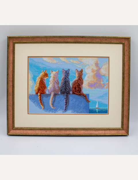 Siuvinėjimo kryželiu rinkinys „Katės prie jūros“ 30 x 21 cm