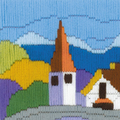 RIOLIS siuvinėjimo rinkinys "Kalnų miestelis" Nr.1630 – 24×12 cm, 14 spalvų