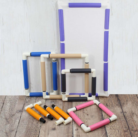 Nurge kvadratinis klipsinis siuvinėjimo rėmelis 21x21 cm, rožinis plastikas