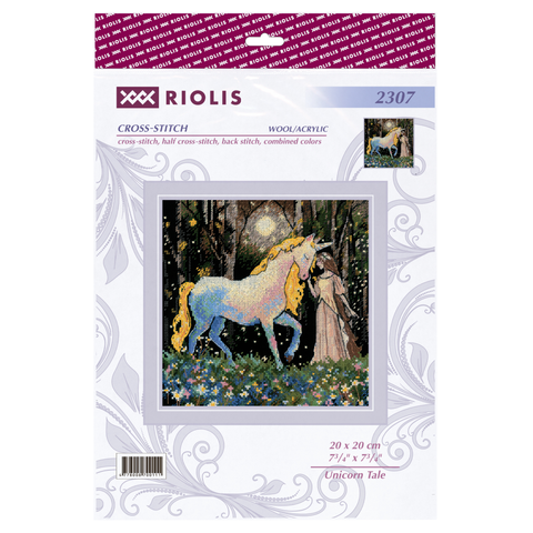 RIOLIS siuvinėjimo rinkinys „Unicorn Tale“ 20x20 cm, juoda AIDA