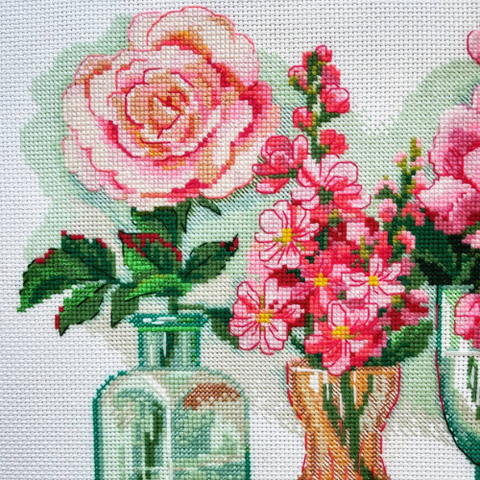 Siuvinėjimo kryželiu rinkinys „Gėlių simfonija“ 40 x 30 cm