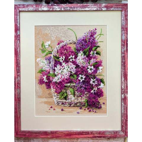 Siuvinėjimo pusiau kryželiu rinkinys „Alyvų krepšelis“ 24 x 30 cm