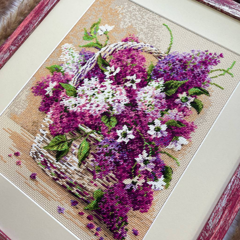Siuvinėjimo pusiau kryželiu rinkinys „Alyvų krepšelis“ 24 x 30 cm