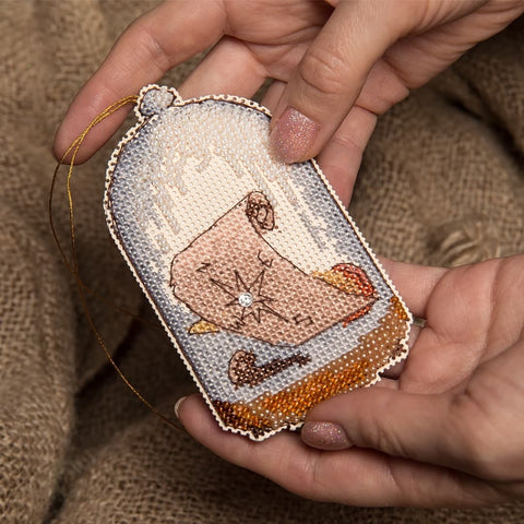 Charivna Mit siuvinėjimo kryželiu rinkinys „Lobių paieška“ su Preciosa karoliukais, 6,5×11 cm