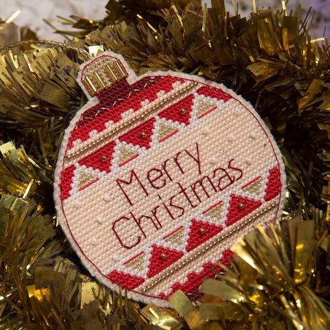Charivna Mit kryželiu siuvinėjimo rinkinys – kalėdinis eglutės žaisliukas su karoliukais