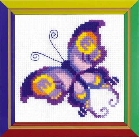 RIOLIS siuvinėjimo rinkinys "Amethyst Butterfly" (HB171) 13×13 cm, 8 spalvų vilnos/akrilo siūlai, Aida 10ct