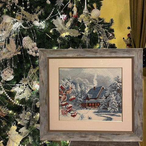 Charivna Mit siuvinėjimo kryželiu rinkinys „Šerkšnotas vakaras“ — Aida 16, 22 Madeira spalvos