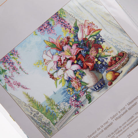 Charivna Mit siuvinėjimo kryželių rinkinys „Jūros dvelksmas“ — Aida 16, 40 Madeira spalvų, Preciosa karoliukas