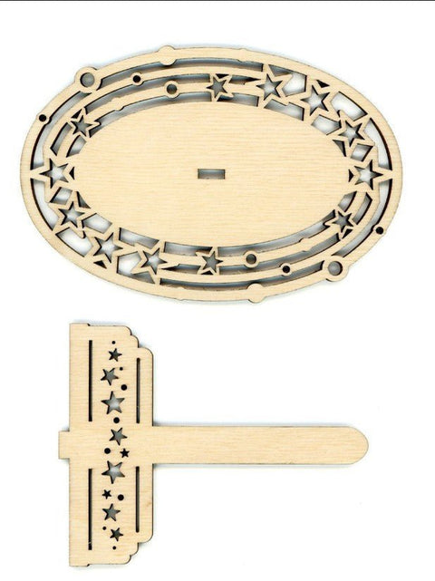 3 mm faneros stovelis siuvinėjimo rėmeliui „Žvaigždės“, rudas, 14×10×12 cm - kaSiulai.lt