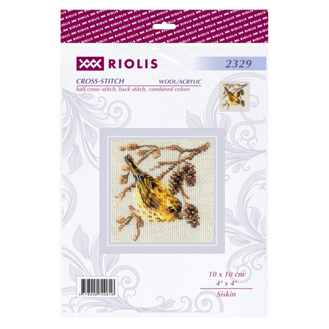 RIOLIS siuvinėjimo rinkinys „Siskin“ Nr.2329, 10x10 cm, Aida