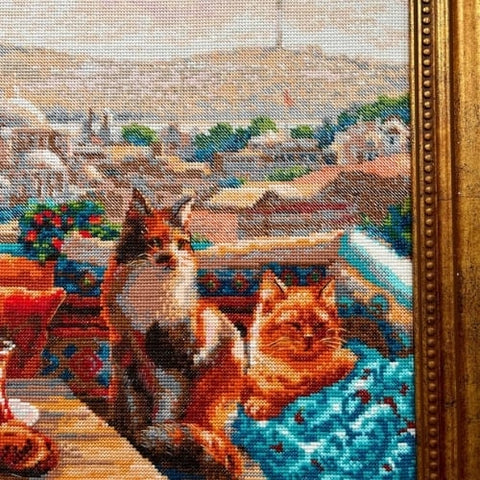 Siuvinėjimo kryželiu rinkinys „Stambulo katės“ 40 x 30 cm