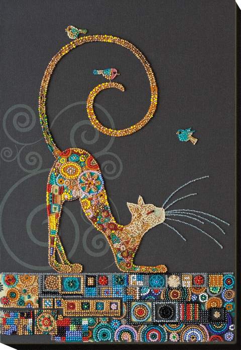 Abris Art karoliukų siuvinėjimo rinkinys Katė — Preciosa, 33 spalvos, 25×36 cm