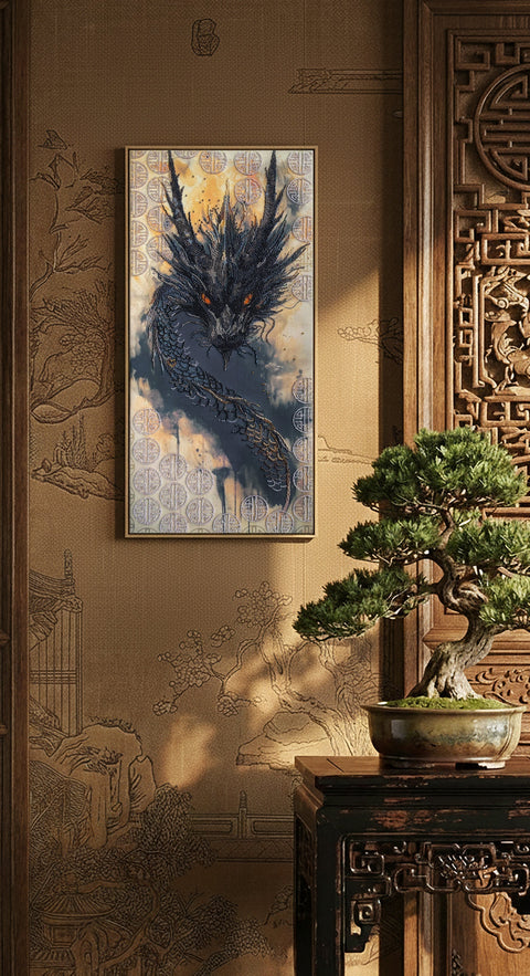 Karoliukų siuvinėjimo paveikslo rinkinys „Prabudusi legenda“, 30×60 cm drobė